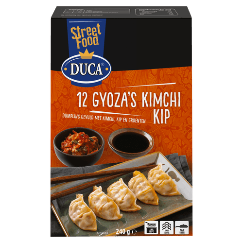 Foto van Duca Gyoza kimchi kip 12 st. op witte achtergrond