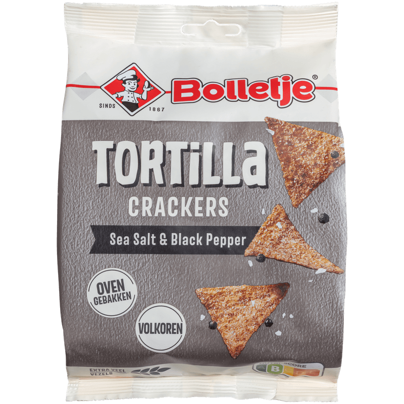 Bolletje Tortilla crackers sea salt black pepper