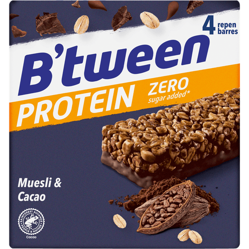 Foto van Hero Btween protein muesli & cacao 4 st. op witte achtergrond