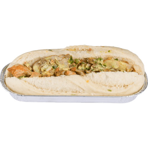 Foto van Pistolet kipkerrie op witte achtergrond