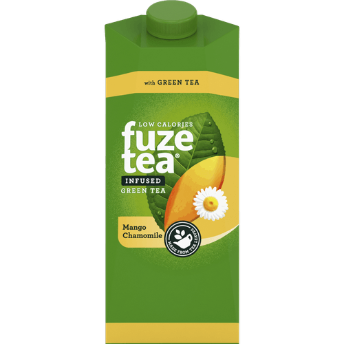 Foto van Fuze tea Green mango kamille op witte achtergrond