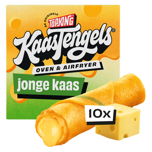 Foto van Topking KaasTengels Oven & airfryer jonge kaas 10 stuks op witte achtergrond