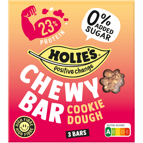 Foto van Holie's Chewy bar cookie dough 3 st. op witte achtergrond