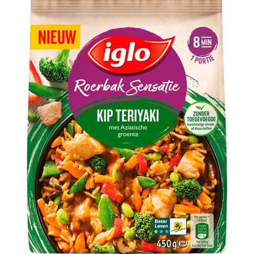 Foto van Iglo Roerbaksensatie kip teriyaki op witte achtergrond