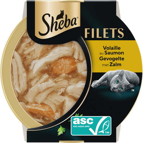 Foto van Sheba Kattenvoer filets salmon op witte achtergrond