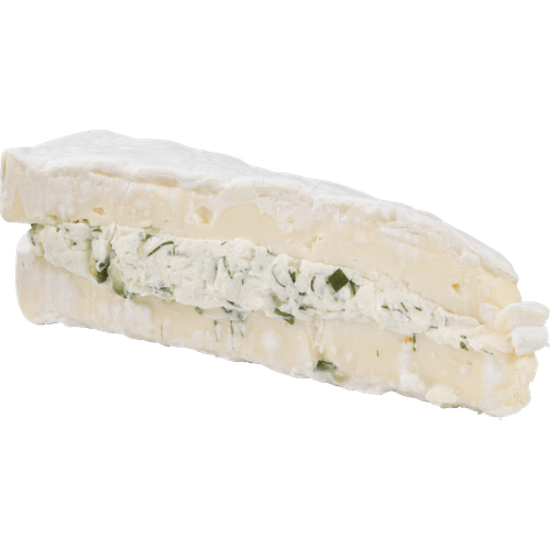 Foto van MAAZ CHEESE Gevulde brie komkommer dille op witte achtergrond