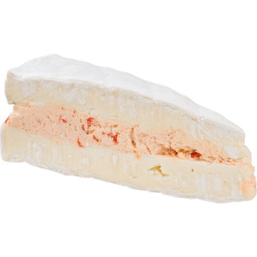 Foto van MAAZ CHEESE Gevulde brie sweet pepper op witte achtergrond