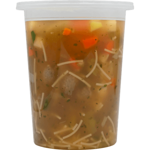 Foto van DekaMarkt Groentesoep op witte achtergrond