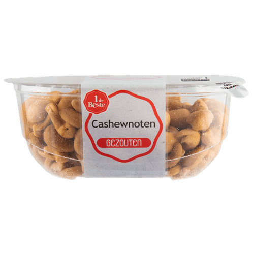 Foto van 1 de Beste Cashewnoten gezouten op witte achtergrond