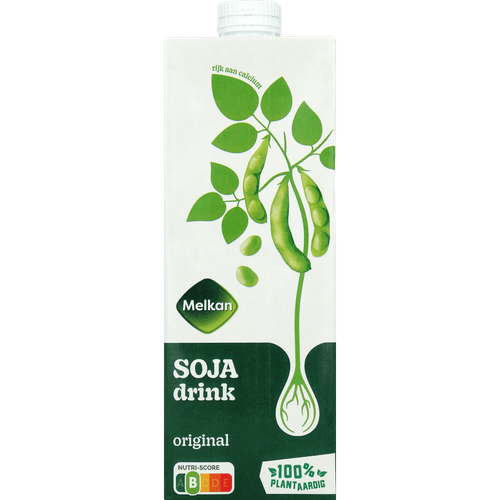 Foto van Melkan Soja drink naturel gezoet op witte achtergrond