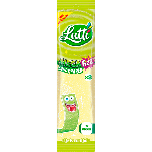 Foto van Lutti Candy paper appel citoen 8 st. op witte achtergrond