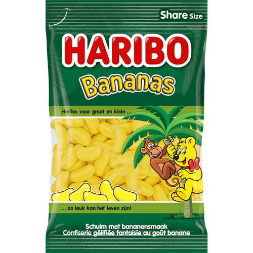 Foto van Haribo Bananas op witte achtergrond