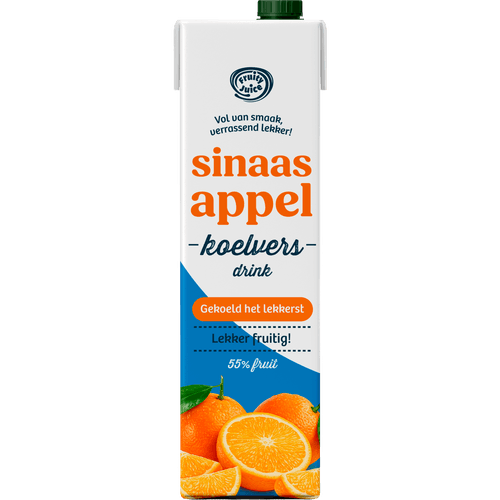 Foto van Fruity Juice Sinaasappel drink op witte achtergrond