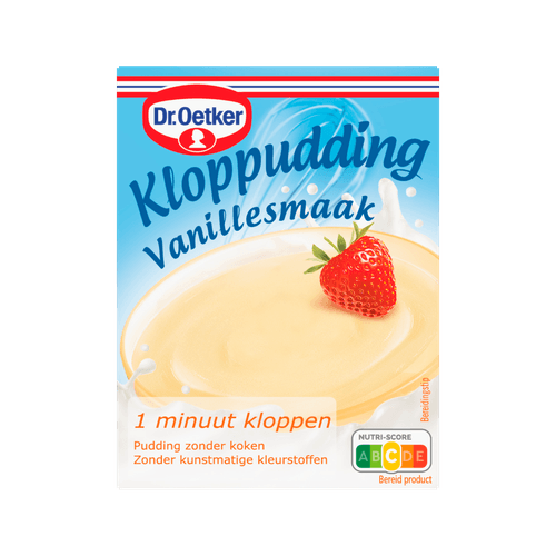 Foto van Dr. Oetker Kloppudding vanille op witte achtergrond