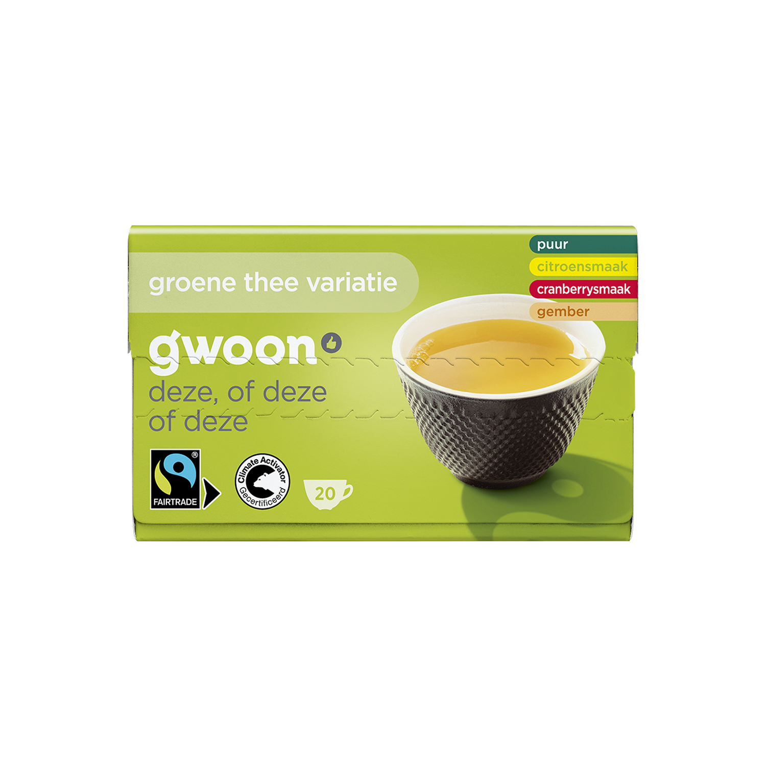 G'woon Groene thee mix fruit kop 20zk