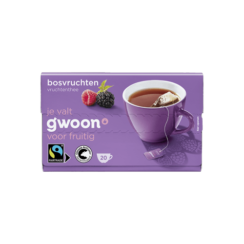 Foto van G'woon Vruchtenthee bosvruchten 20 zk. op witte achtergrond