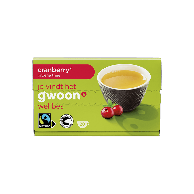 G'woon Groene thee cranberry 20 zk.
