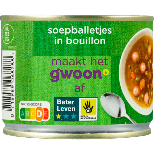 Foto van G'woon Soepballetjes op witte achtergrond
