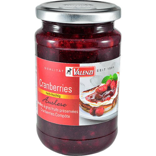 Foto van Valenzi Compote cranberrie op witte achtergrond