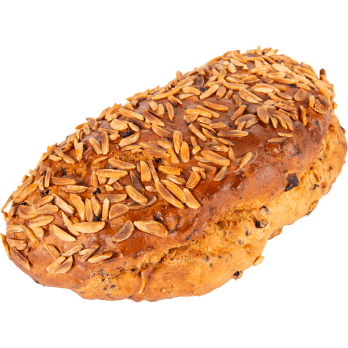 Foto van DekaMarkt Luxe notenstol met amandelspijs op witte achtergrond