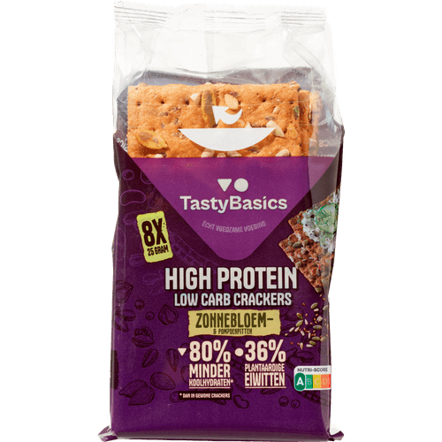 Foto van TastyBasics Cracker zonnebloem-pompoen 8 stuks op witte achtergrond