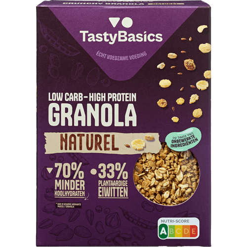 Foto van TastyBasics Granola naturel op witte achtergrond