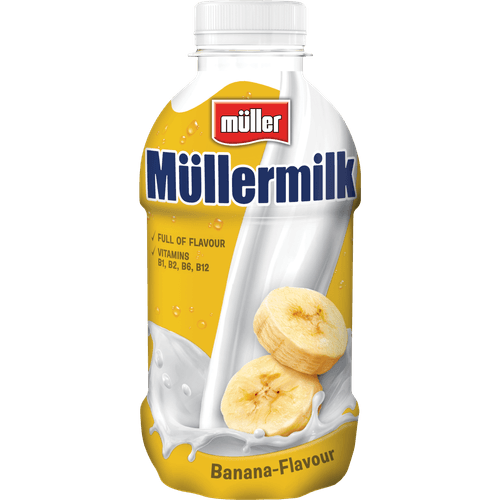 Foto van Müllermilk Banaan op witte achtergrond