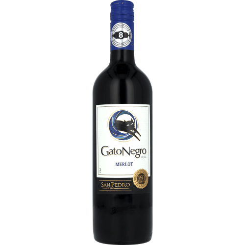 Foto van Gato Negro Merlot op witte achtergrond
