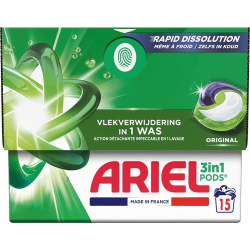 Foto van Ariel Vloeibaar wasmiddel all in 1 pod original op witte achtergrond