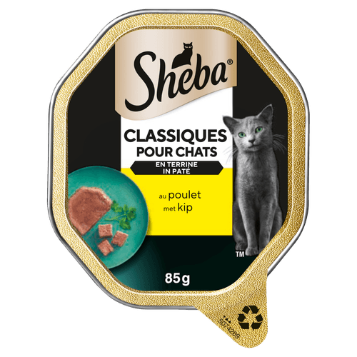 Foto van Sheba Kattenvoer alu pate kip op witte achtergrond