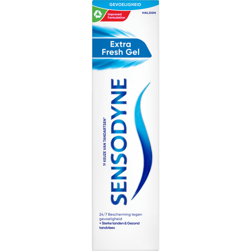 Foto van Sensodyne Tandpasta extra fresh op witte achtergrond
