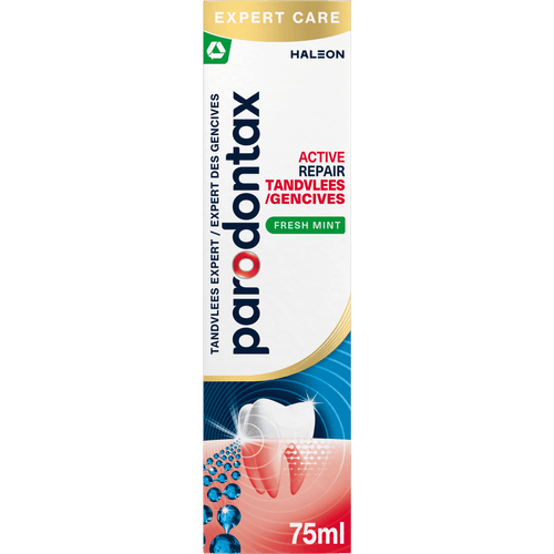 Foto van Parodontax Tandpasta active repair freshmint op witte achtergrond