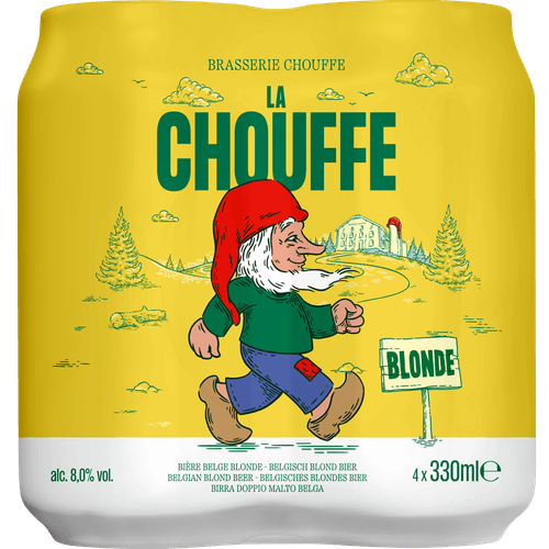 Foto van La Chouffe Blond 4x33 cl op witte achtergrond