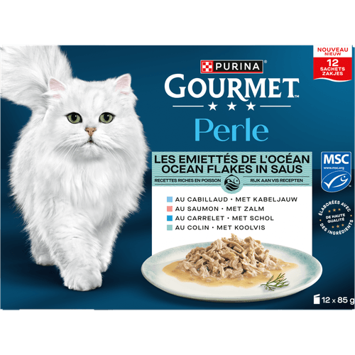 Foto van Gourmet Kattenvoer perle ocean flakes 12st op witte achtergrond