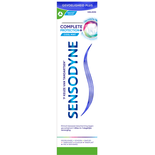 Foto van Sensodyne Tandpasta compl. protect. cool mint op witte achtergrond