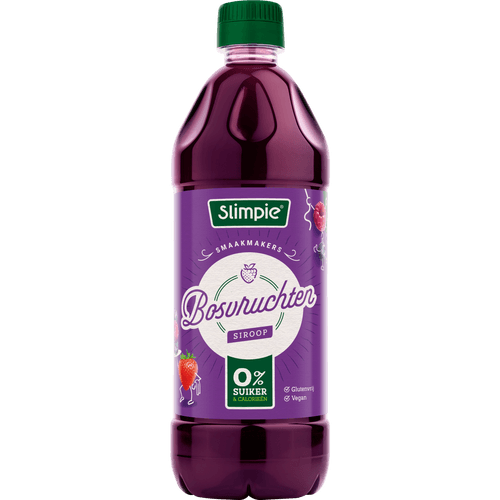 Foto van Slimpie Limonadesiroop bosvruchten op witte achtergrond