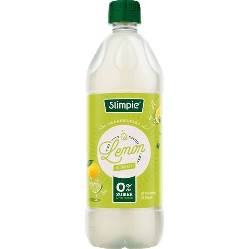 Foto van Slimpie Limonadesiroop lemon op witte achtergrond
