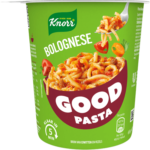 Foto van Knorr Good pasta bolognese op witte achtergrond