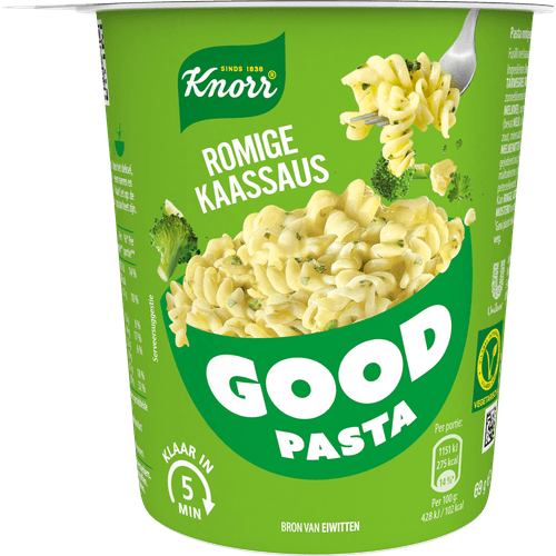 Foto van Knorr Good pasta romige kaassaus op witte achtergrond