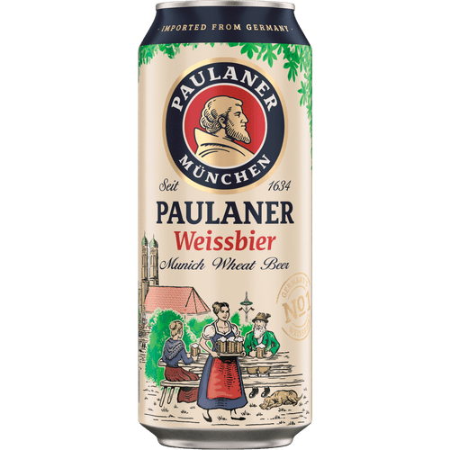 Foto van Paulaner Weissbier op witte achtergrond