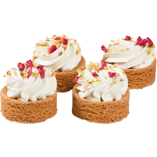 Foto van DekaVers Pistache slofjes framboos op witte achtergrond