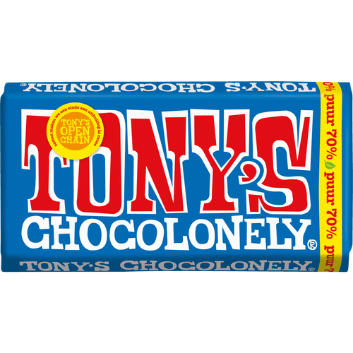 Foto van Tony's Chocolonely puur op witte achtergrond