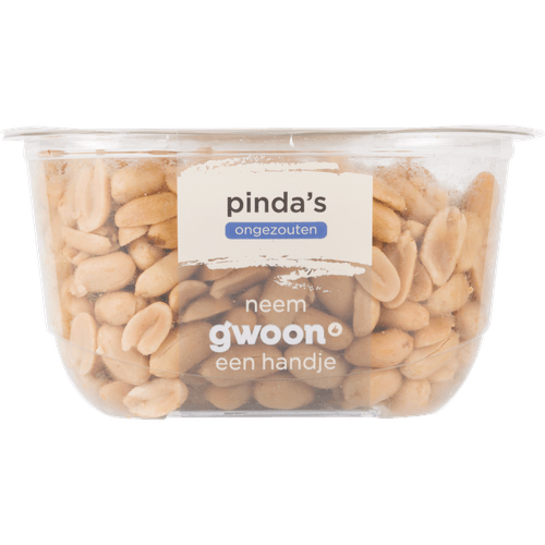 Foto van G'woon Pindas ongezouten op witte achtergrond