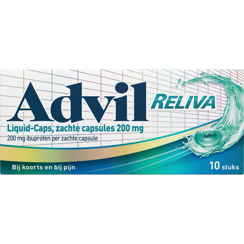 Foto van Advil Liquid caps 200 mg op witte achtergrond