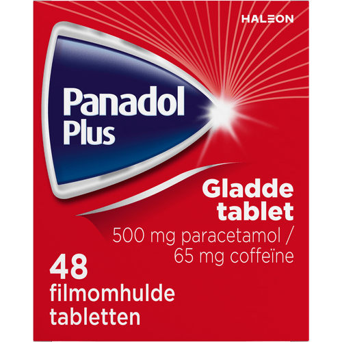 Foto van Panadol Tabletten glad plus op witte achtergrond