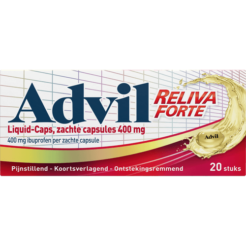 Foto van Advil Liquid-caps 400mg op witte achtergrond