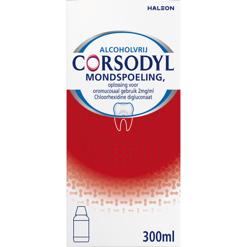 Foto van Corsodyl Mondspoeling op witte achtergrond