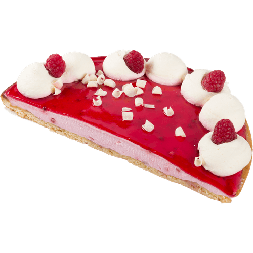 Foto van DekaVers Bavaroisevlaai frambozen half op witte achtergrond