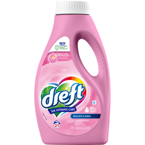 Foto van Dreft Vloeibaar wasmiddel delicate & wool 21sc op witte achtergrond