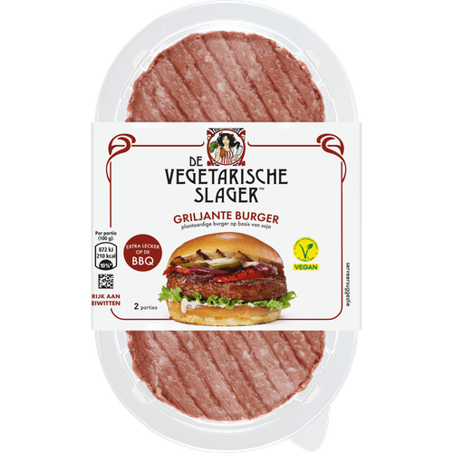 Foto van De Vegetarische Slager Griljante burger 2 st. op witte achtergrond